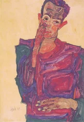 Selbstbildnis mit herabgezogenem Augenlid